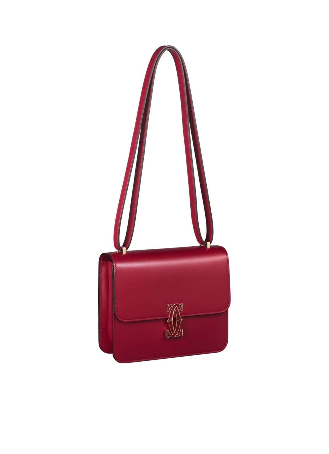 Cartier Double C Mini schoudertas van kalfsleer CRL1002293 - voorkant 2 steenrood