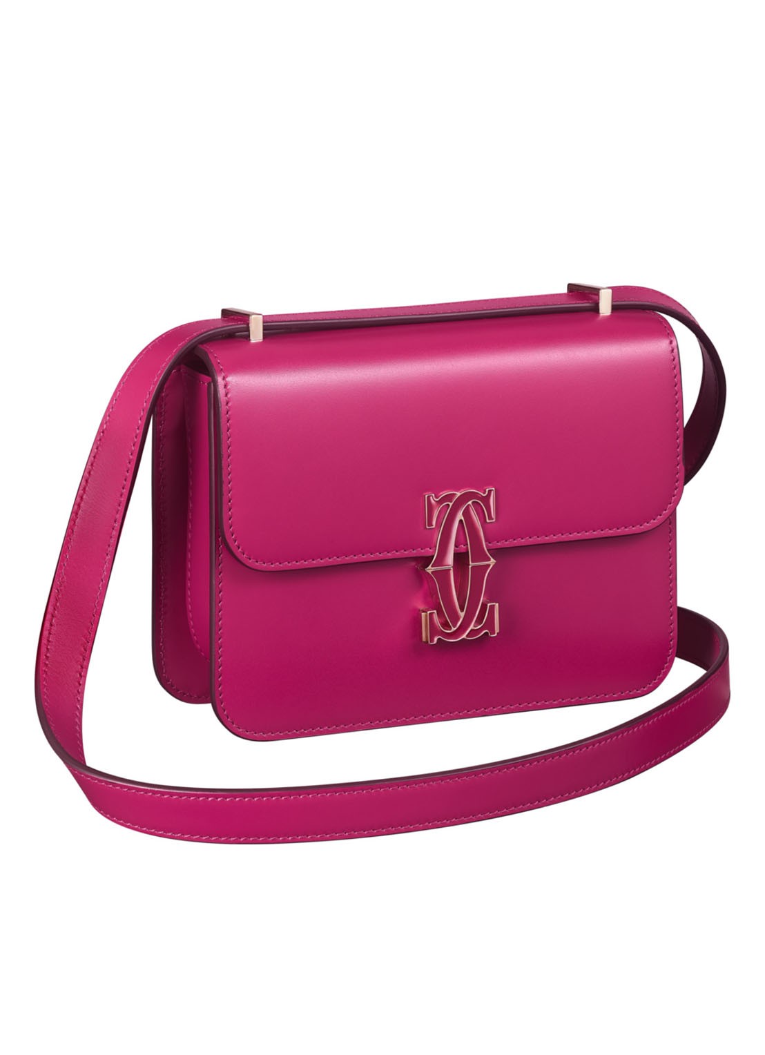 Cartier Double C Nano schoudertas van kalfsleer CRL1002297 - voorkant roze