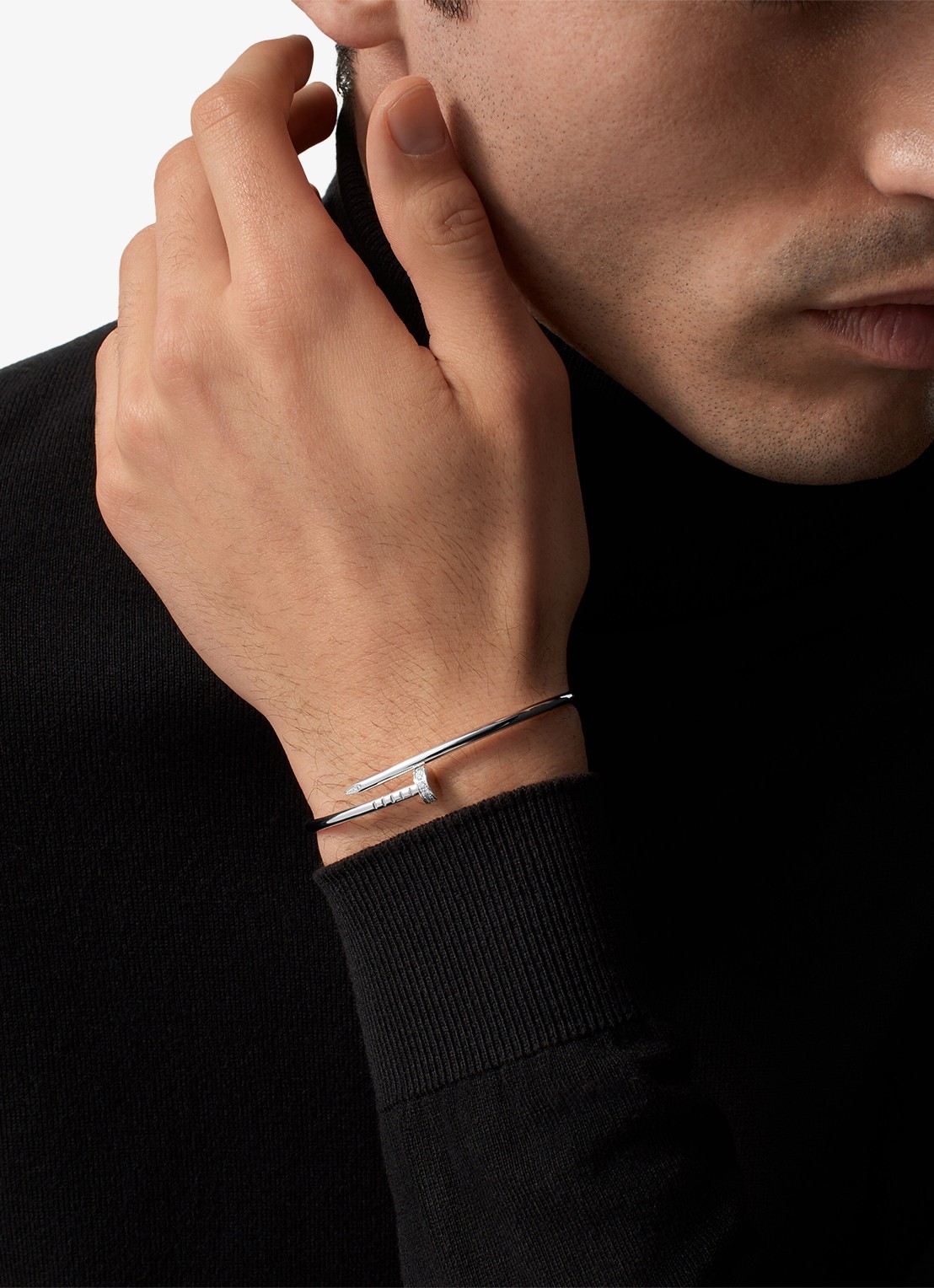 Cartier Juste un Clou armband, klein model van 18 karaat witgoud met 0.18 ct diamant CRB6084017 - voorkant 2 witgoud