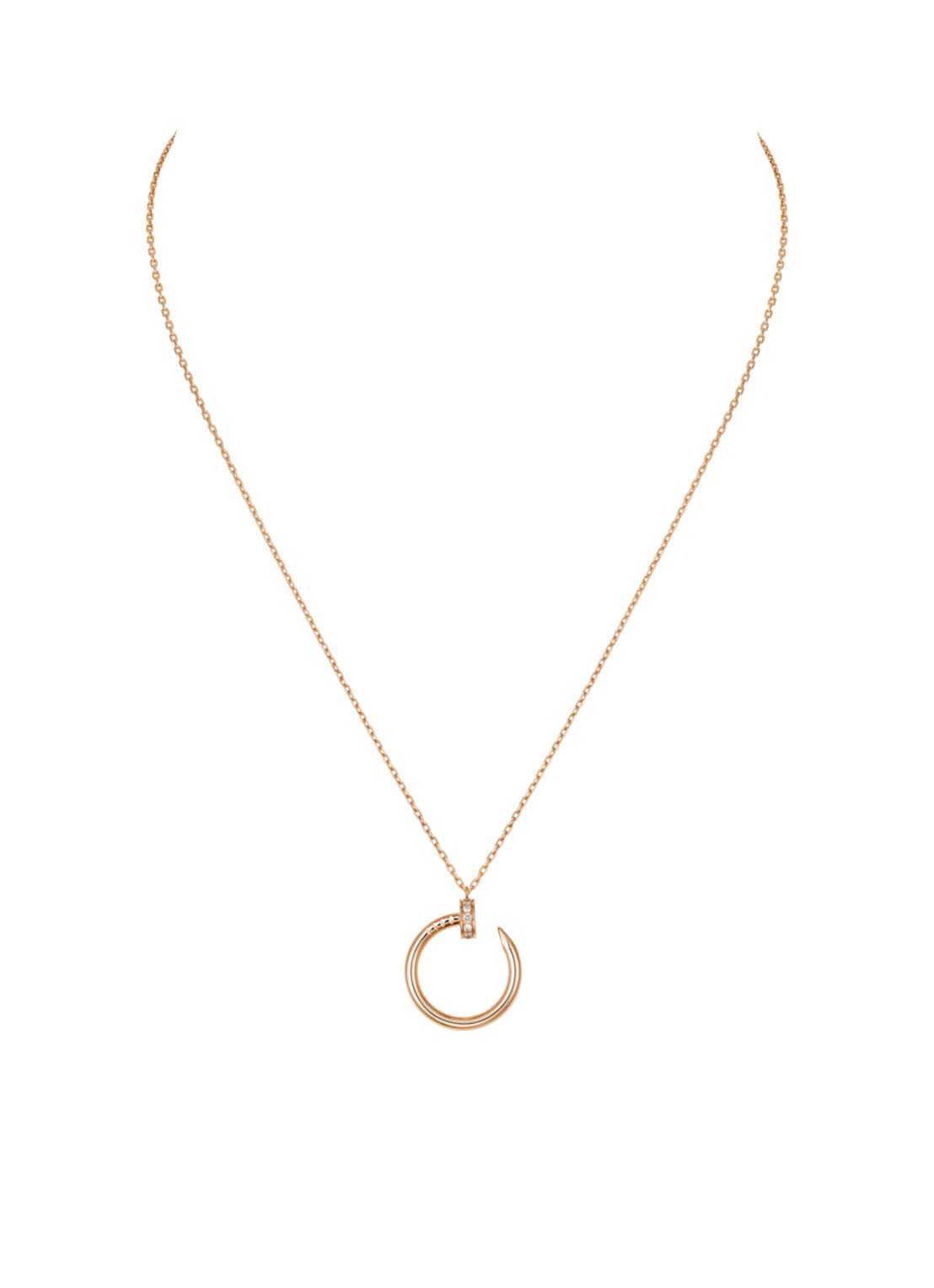 Cartier Juste un Clou ketting van 18k roségoud met diamanten CRB3047000 - voorkant roségoud