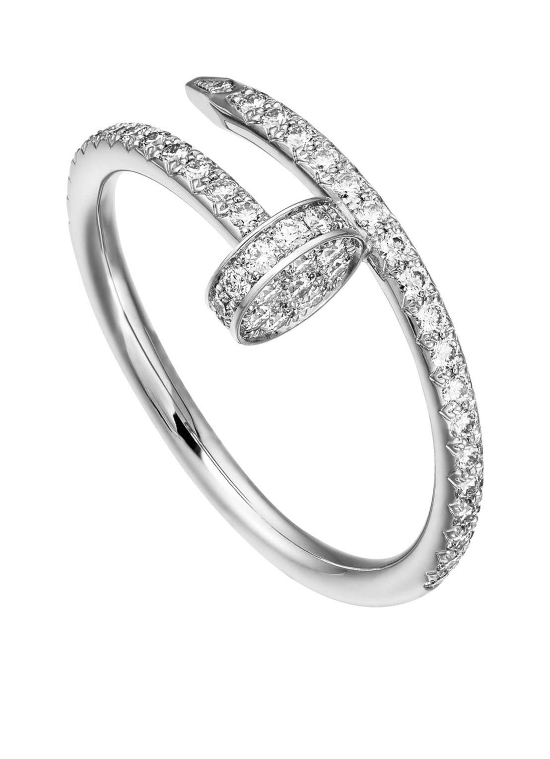 Cartier Juste un Clou ring van 18 karaat witgoud en 53 diamanten CRB4231600 - voorkant witgoud
