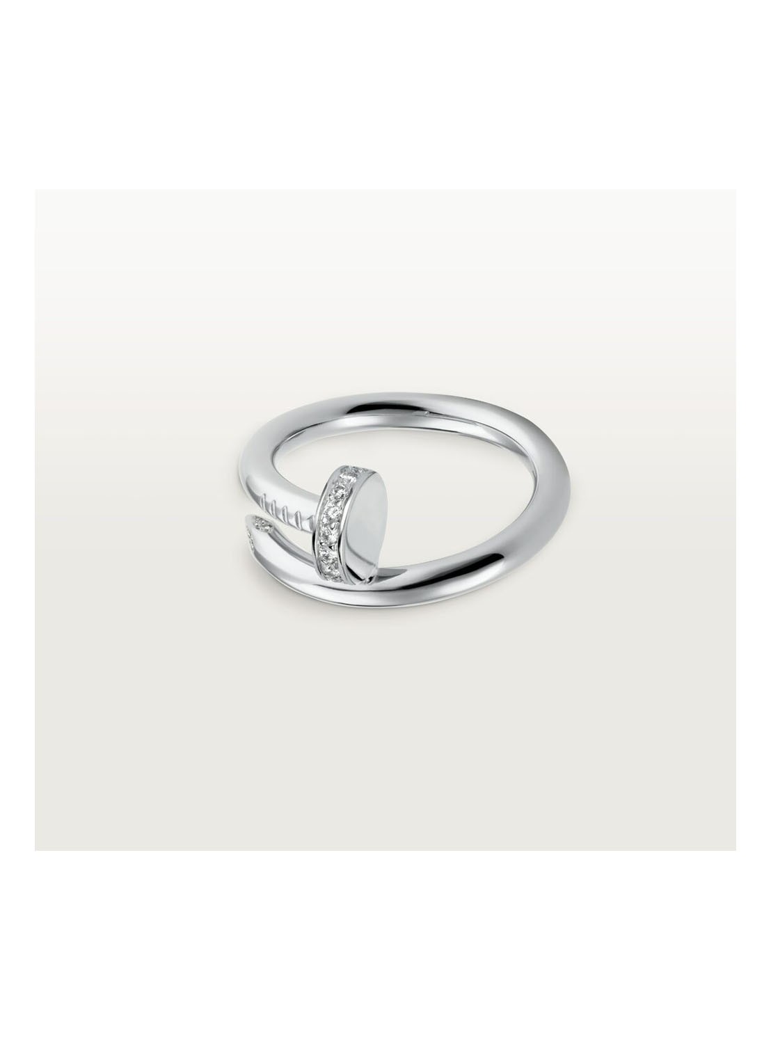 Cartier Juste un Clou ring van 18 karaat witgoud met 22 diamanten CRB4092700 - voorkant witgoud