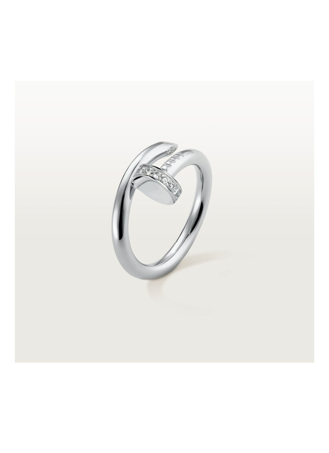 Cartier Juste un Clou ring van 18 karaat witgoud met 22 diamanten CRB4092700 - voorkant 2 witgoud