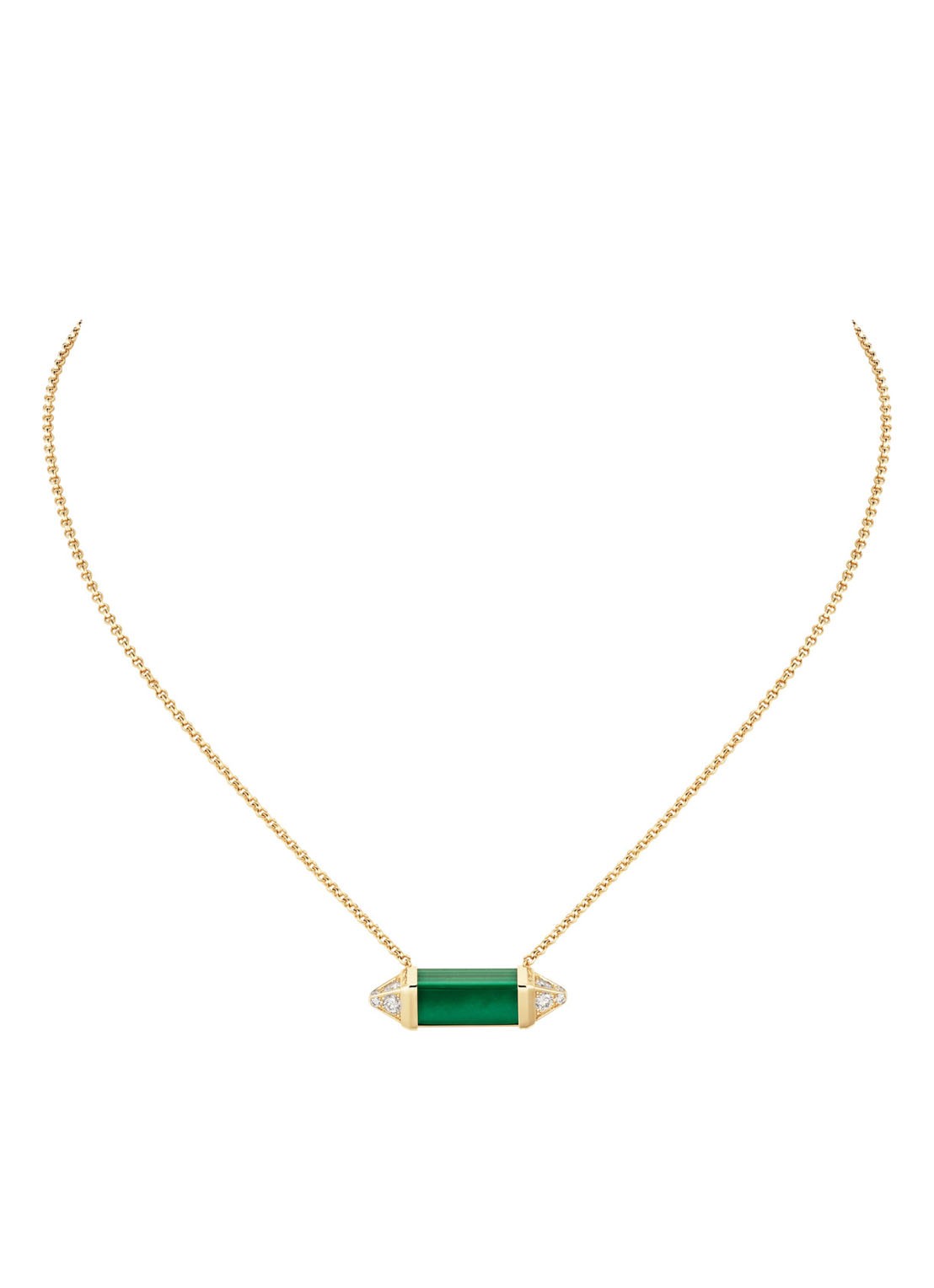 Cartier Les Berlingots de Cartier ketting van 18 karaat geelgoud met malachiet en diamant CRB7224782 - voorkant geelgoud