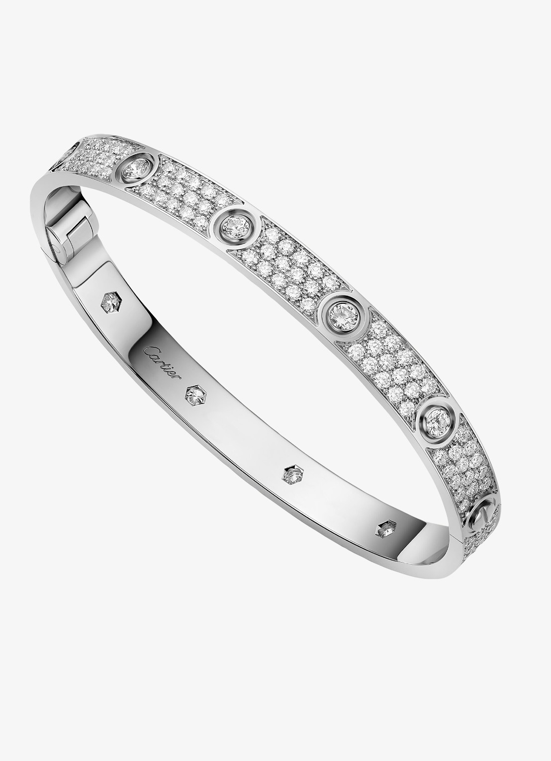 Cartier LOVE armband, klassiek model van 18 karaat witgoud met 4.04 ct diamant CRN6727417 - detail 4 witgoud