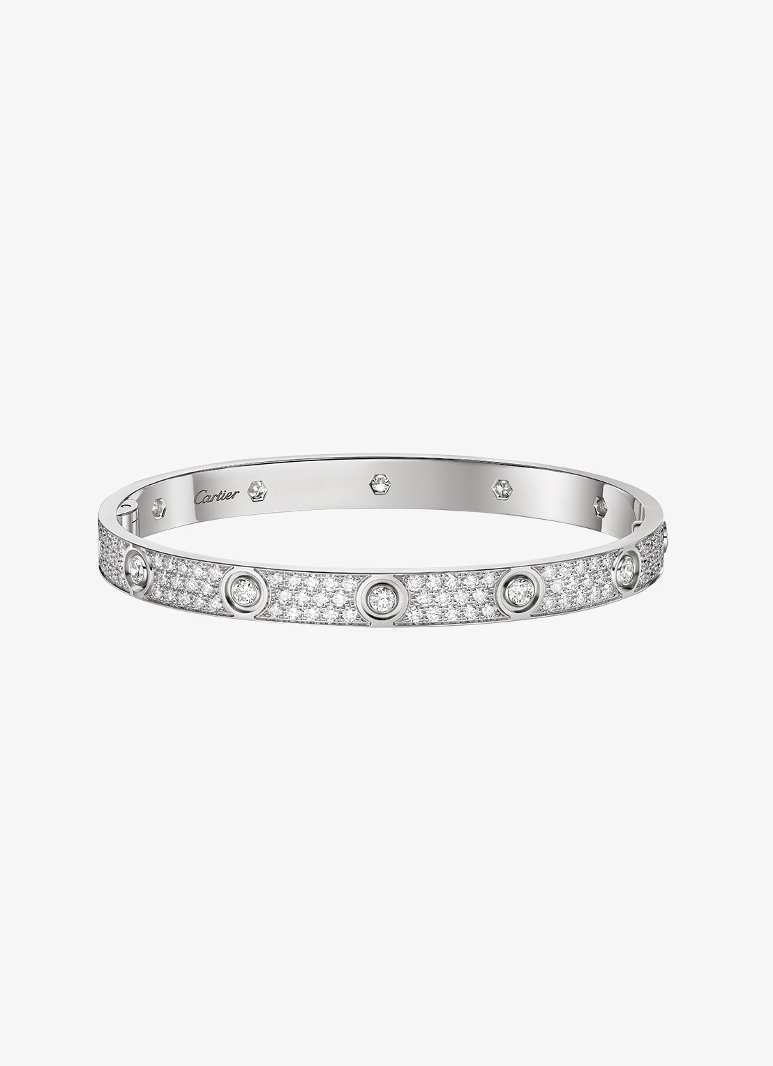 Cartier LOVE armband, klassiek model van 18 karaat witgoud met 4.04 ct diamant CRN6727417 - voorkant witgoud