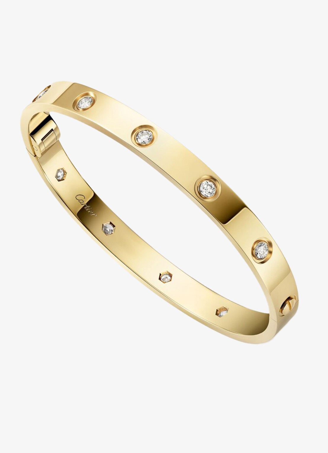 Cartier LOVE armband van 18 karaat geelgoud met 10 diamanten CRB6082415 - voorkant 2 geelgoud