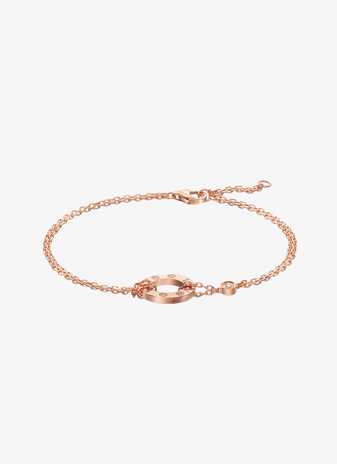 Cartier LOVE armband, van 18 karaat roségoud met 0.03 ct diamant CRB6063600 - voorkant roségoud