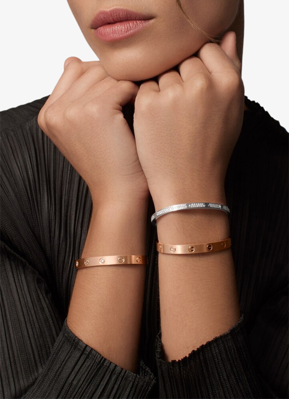 Cartier LOVE armband van 18 karaat roségoud met 4 diamanten CRB60800 - voorkant 2 roségoud