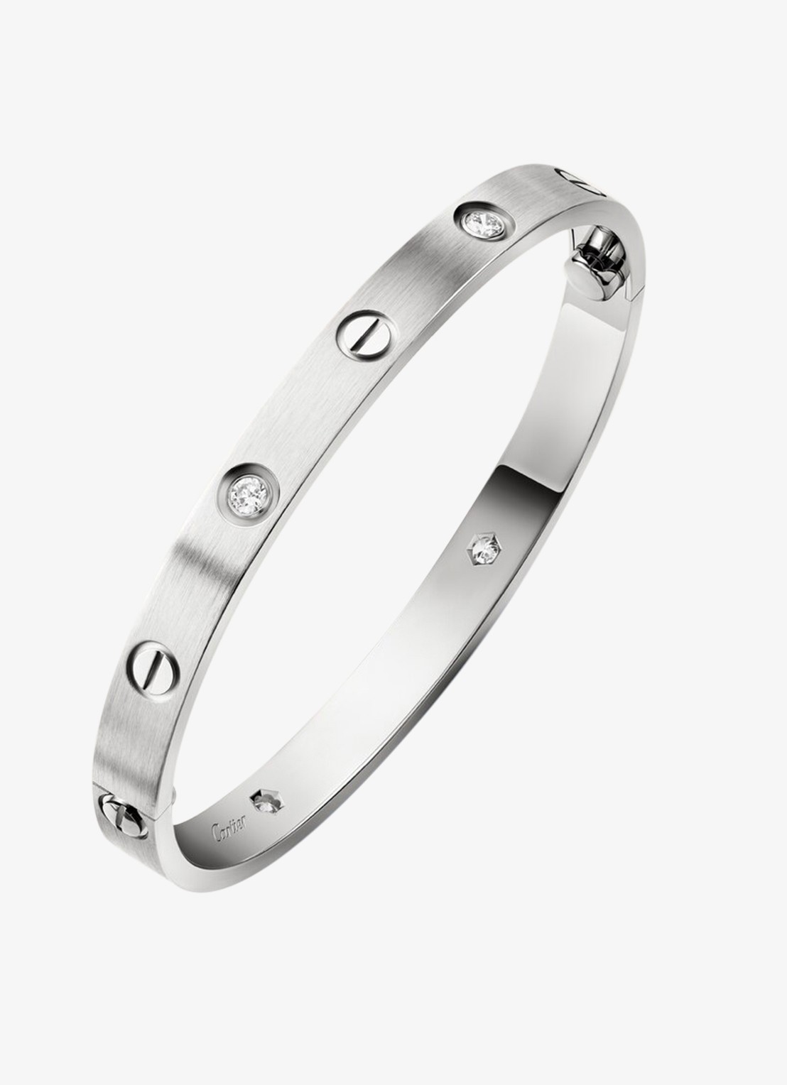 Cartier LOVE armband van 18 karaat witgoud met 4 diamanten CRB6080215 - detail 2 witgoud
