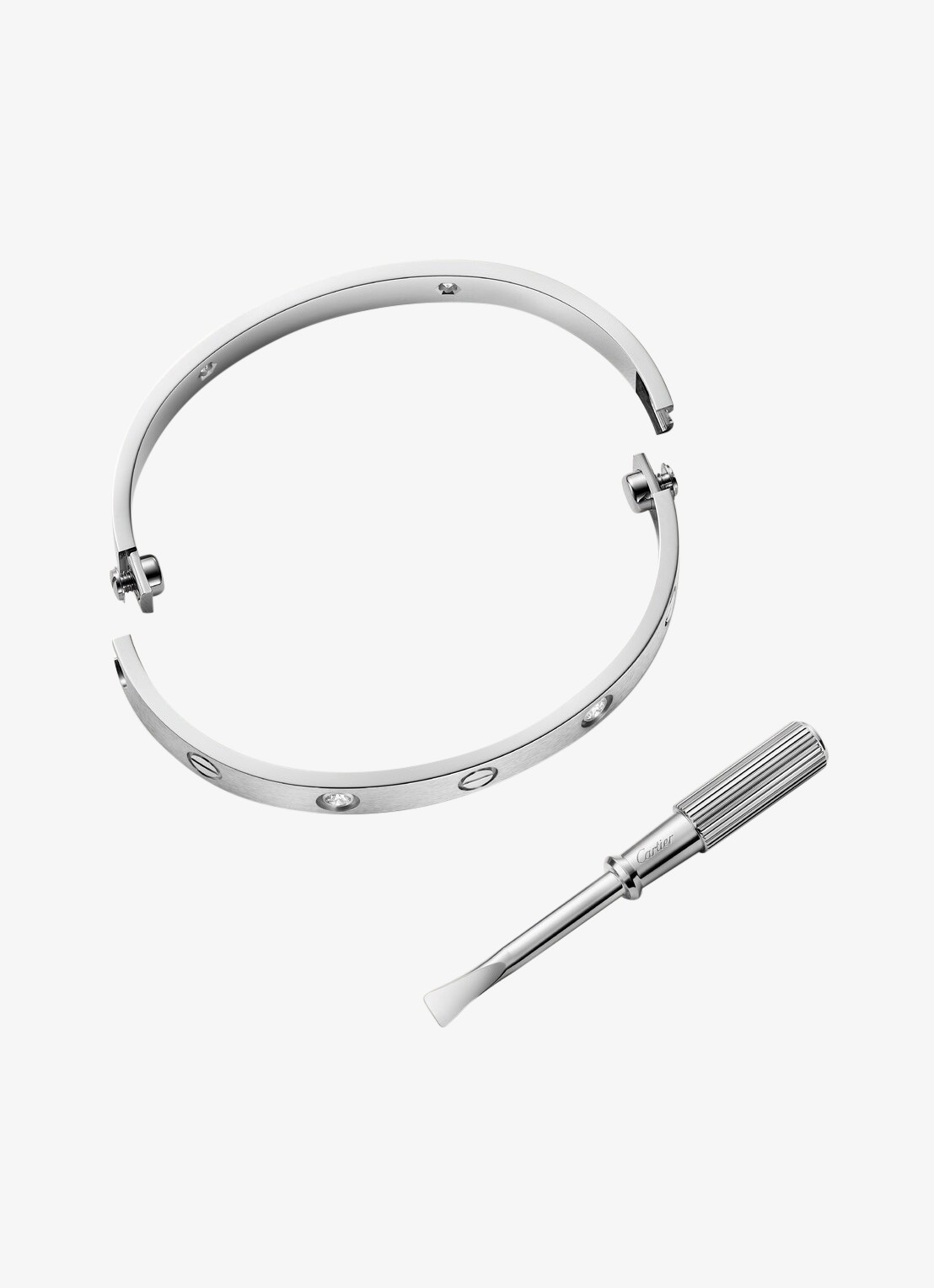 Cartier LOVE armband van 18 karaat witgoud met 4 diamanten CRB6080215 - detail 3 witgoud
