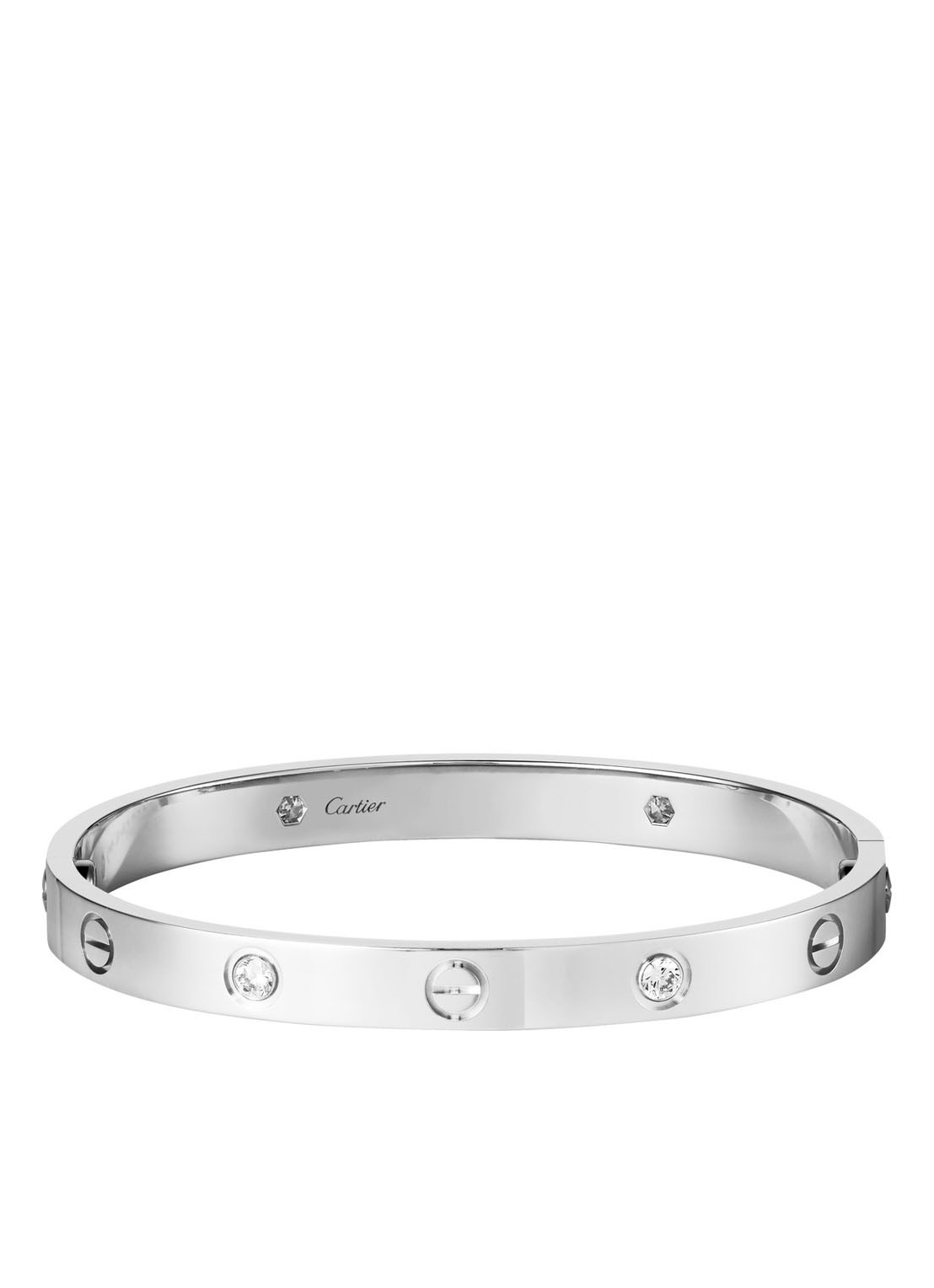 Cartier LOVE armband van 18 karaat witgoud met diamanten CRB6070100 - voorkant witgoud