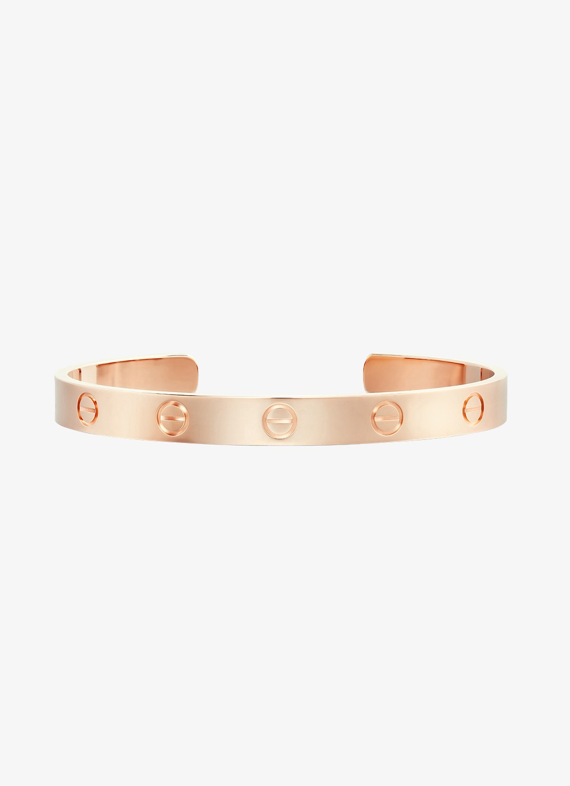Cartier LOVE bangle, open, klassiek model van 18 karaat roségoud CRB6032617 - voorkant roségoud