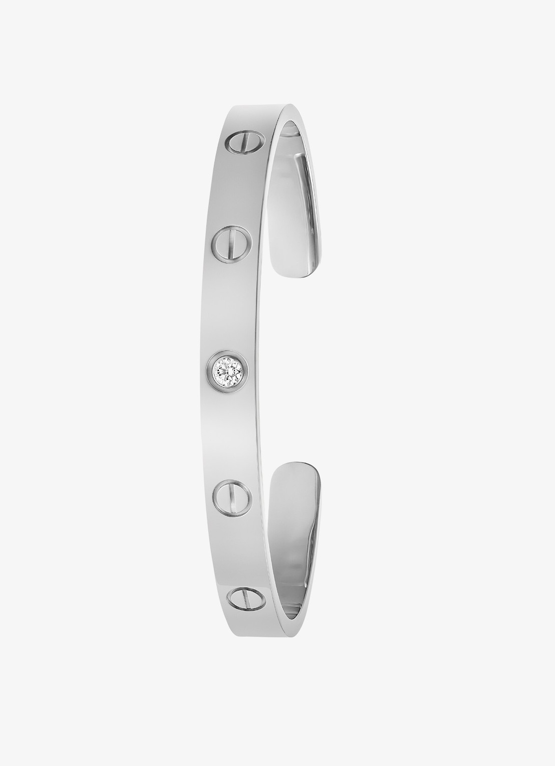 Cartier LOVE bangle open klassiek model van 18 karaat witgoud met 1 diamant CRB6029917 - detail 5 witgoud