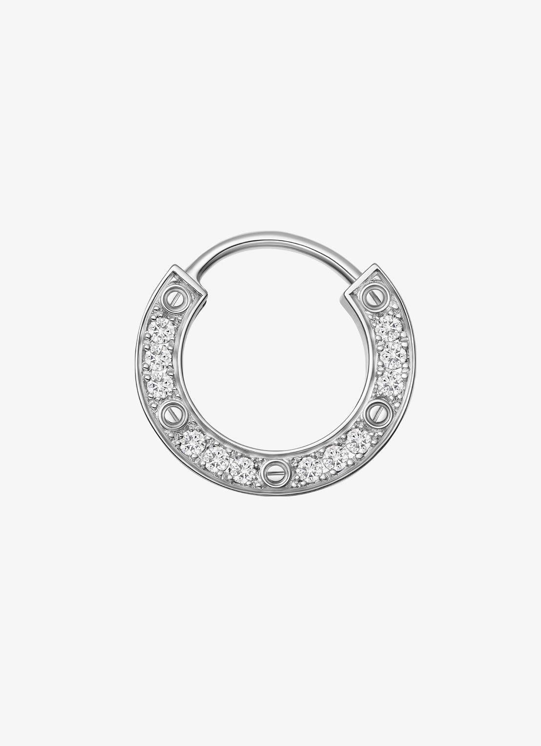 Cartier LOVE enkele oorring van 18 karaat witgoud met 0.05 ct diamant CRB8301424 - voorkant 5 witgoud