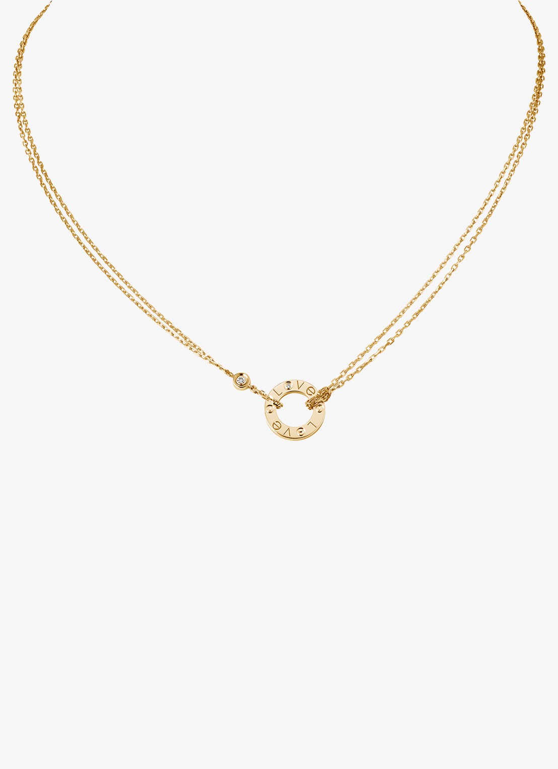Cartier LOVE ketting van 18 karaat geelgoud met 0.03 ct diamant CRB7219500 - voorkant 7 geelgoud