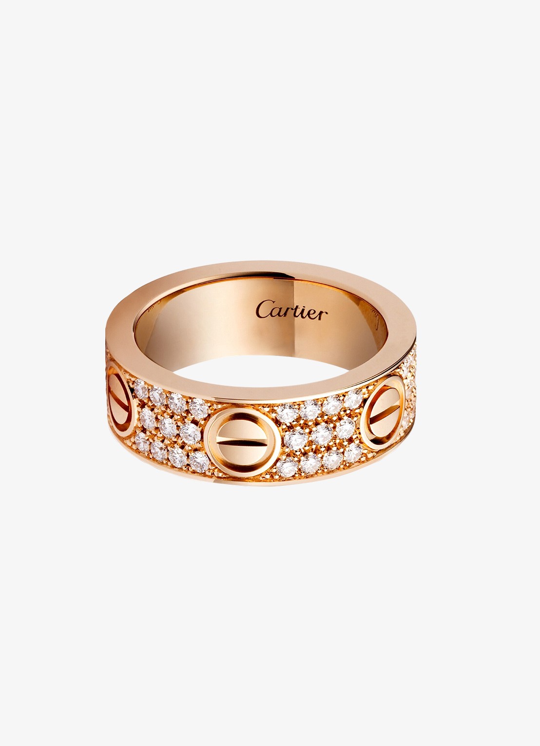 Cartier LOVE trouwring, klassiek model van 18 karaat roségoud met 0.70 ct diamant CRB4087600 - voorkant roségoud
