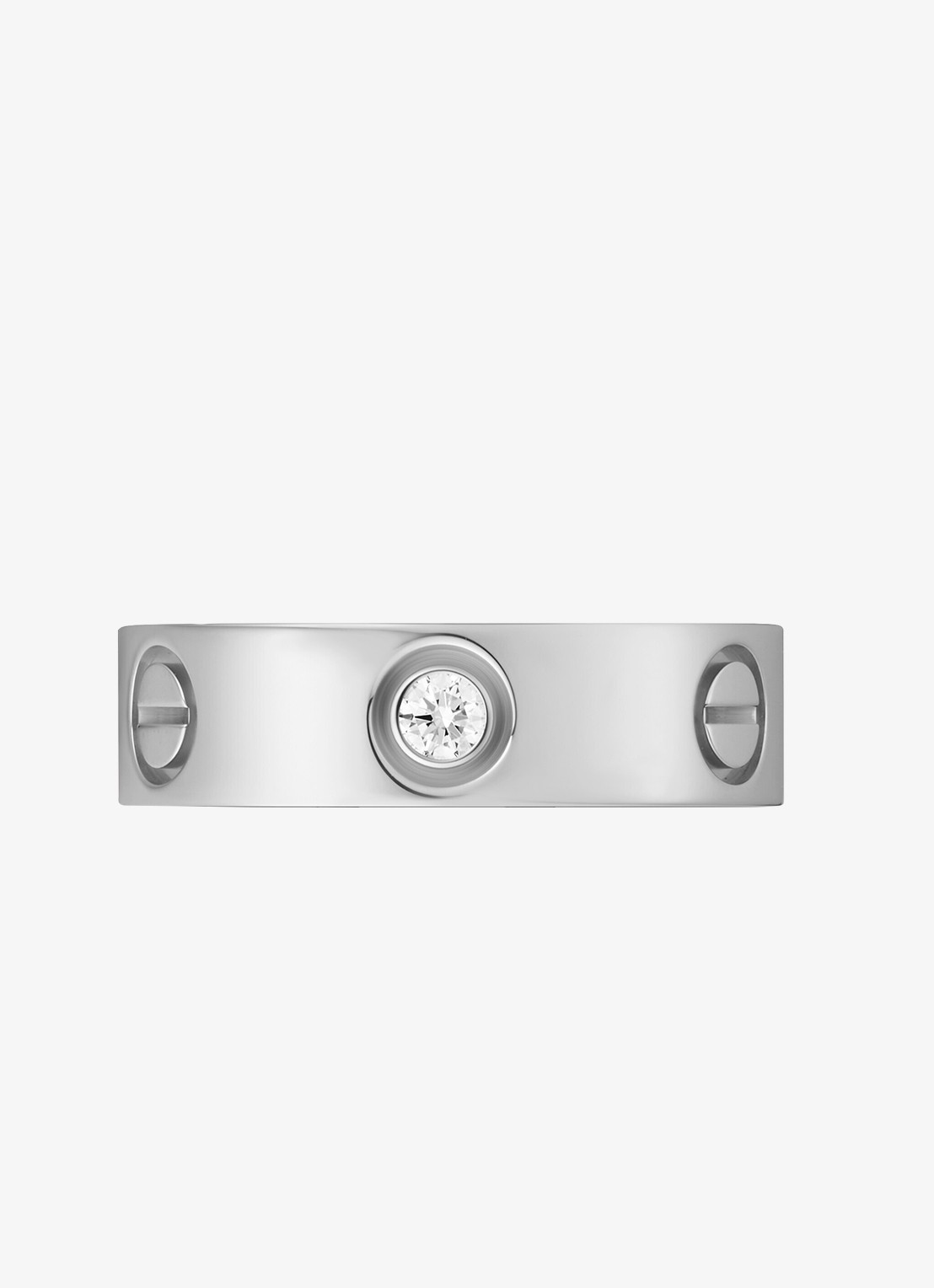 Cartier LOVE trouwring, klassiek model van 18 karaat witgoud met 0.23 ct diamant CRB40325 - detail 4 witgoud