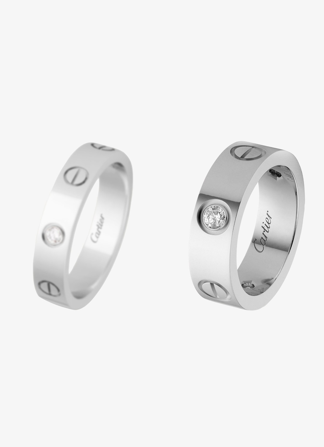 Cartier LOVE trouwring, klassiek model van 18 karaat witgoud met 0.23 ct diamant CRB40325 - detail 5 witgoud