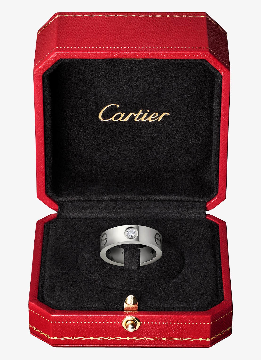 Cartier LOVE trouwring, klassiek model van 18 karaat witgoud met 0.23 ct diamant CRB40325 - detail 6 witgoud