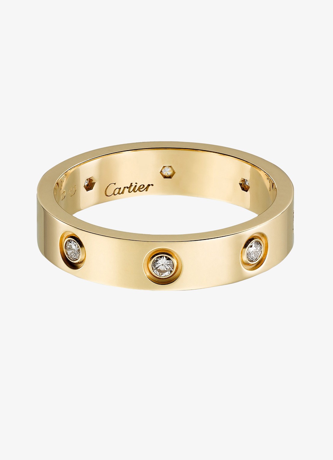Cartier LOVE trouwring, klein model van 18 karaat geelgoud met 0.19 ct diamant CRB4056200 - voorkant geelgoud