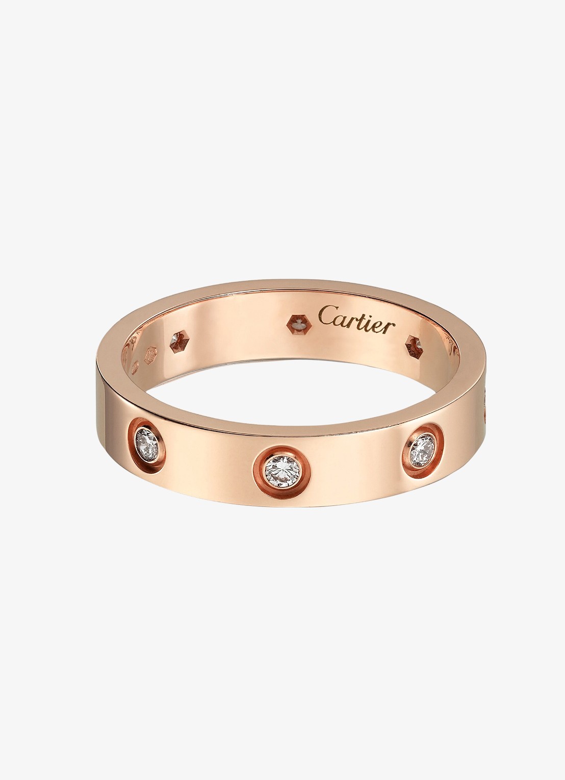 Cartier LOVE trouwring, klein model van 18 karaat roségoud met 0.19 ct diamant CRB4050800 - voorkant 7 roségoud