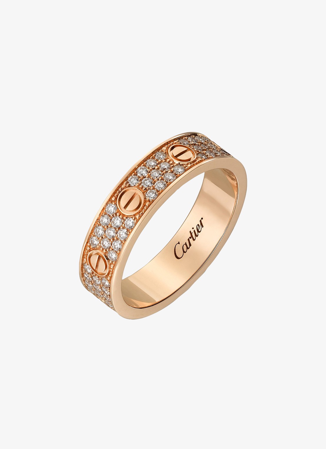 Cartier LOVE trouwring, klein model van 18 karaat roségoud met 0.31 ct diamant CRB4085800 - achterkant 8 roségoud