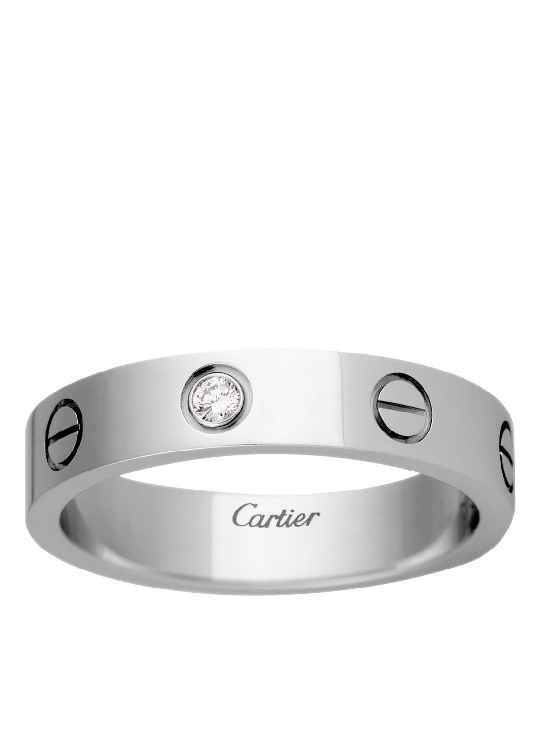 Cartier LOVE Wedding band ring van 18 karaat witgoud met 1 diamant CRB4050500 - voorkant witgoud