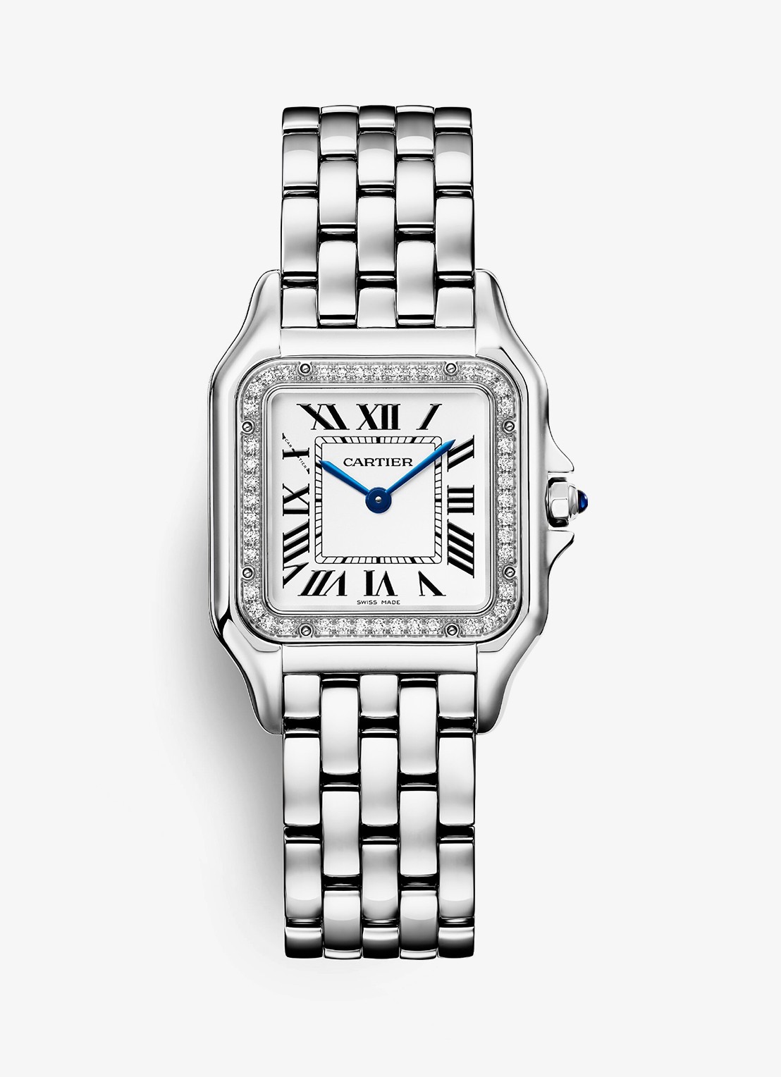 Cartier Panthère de Cartier horloge, medium model met diamanten CRW4PN0018 - voorkant zilver