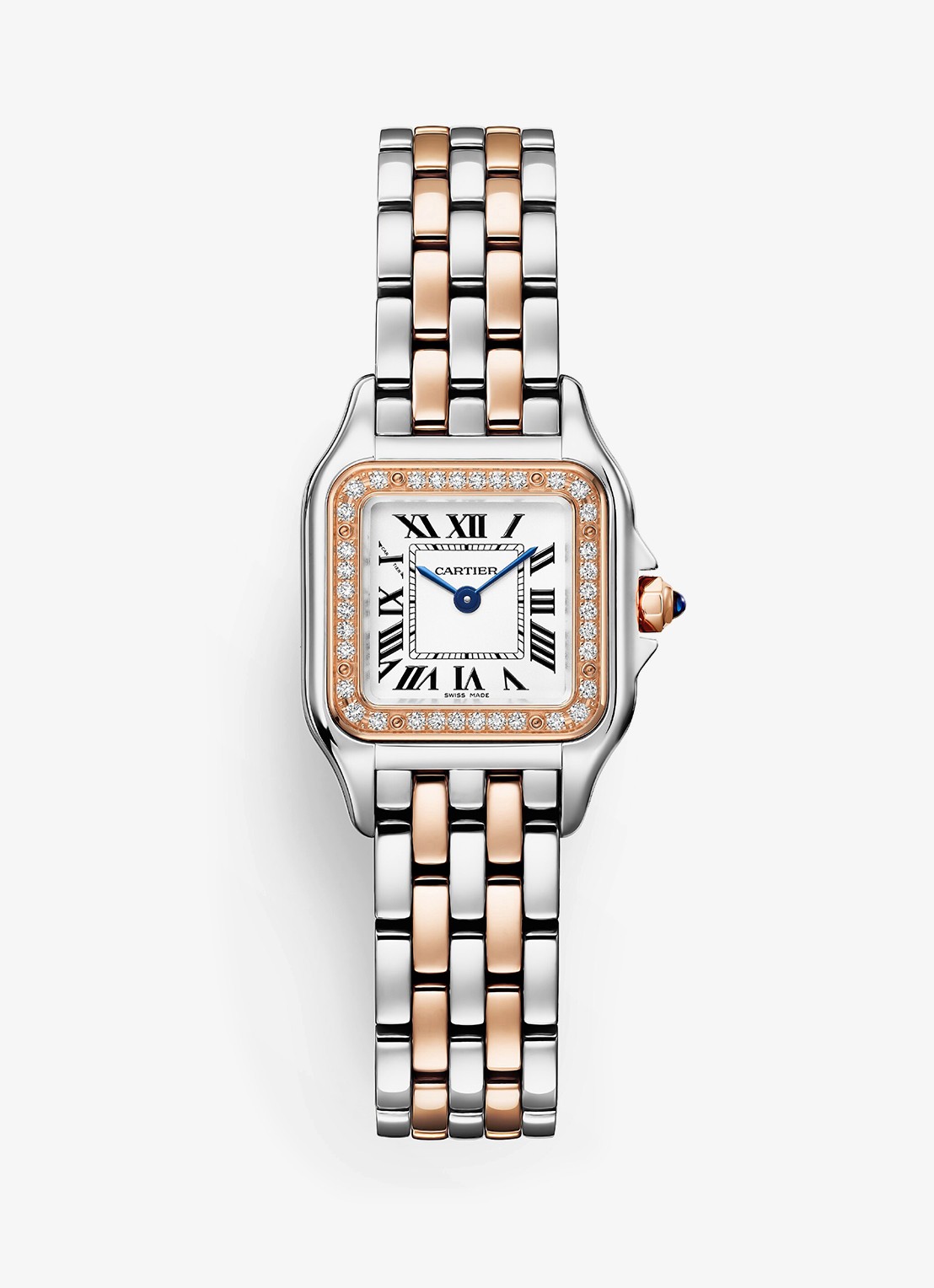 Cartier Panthère de Cartier horloge van 18 karaat roségoud en staal met diamant CRW3PN0014 - voorkant roségoud