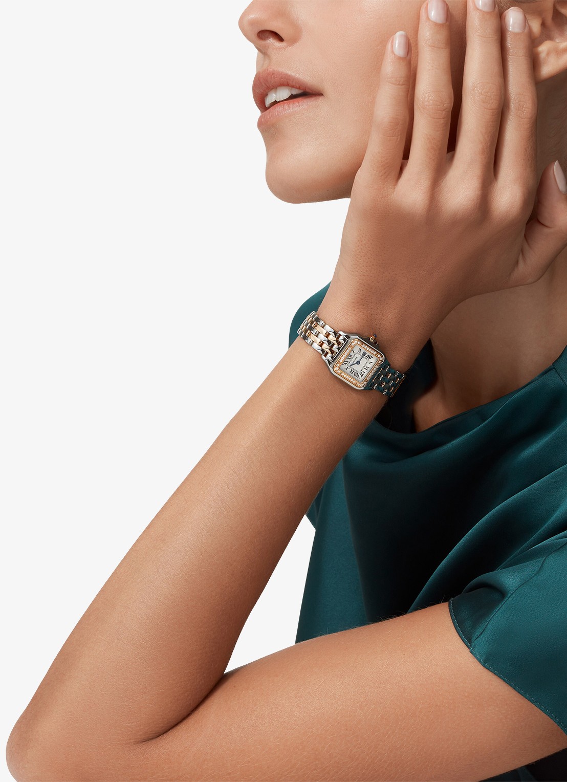 Cartier Panthère de Cartier horloge van 18 karaat roségoud en staal met diamant CRW3PN0014 - voorkant 2 roségoud