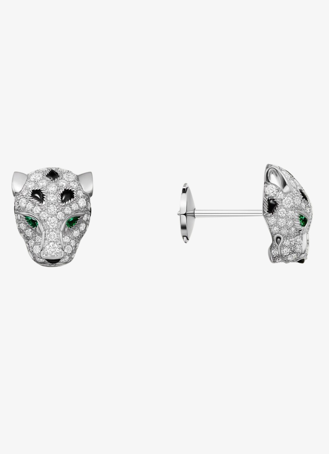 Cartier Panthère de Cartier oorknopjes van 18 karaat witgoud met smaragd, onyx en diamanten CRN8515269 - voorkant 2 witgoud