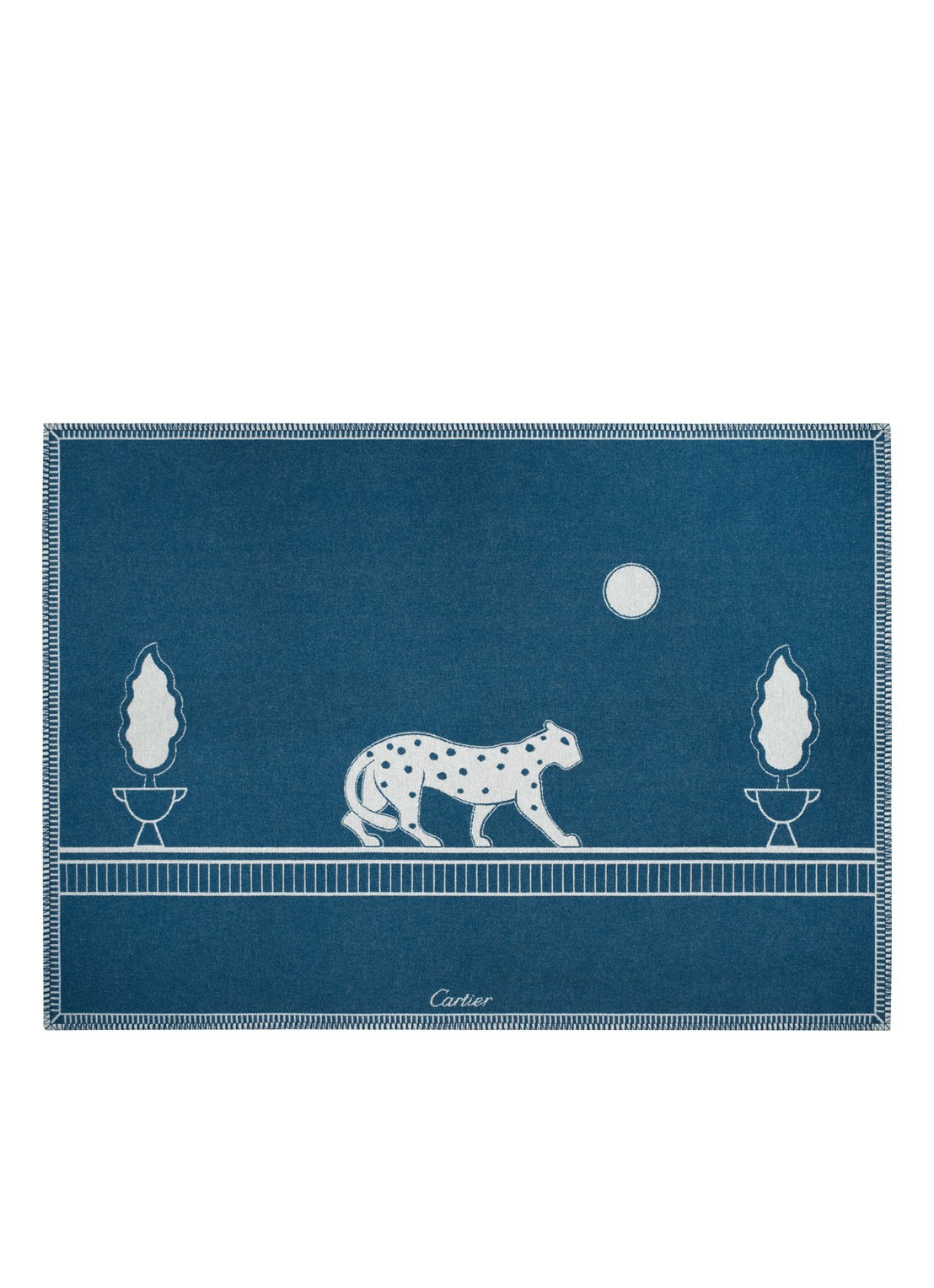 Cartier Panthère de Cartier-plaid van merinowol en kasjmier, met de handwerk finish 190 x 140 cm CROS000088 - voorkant blauw