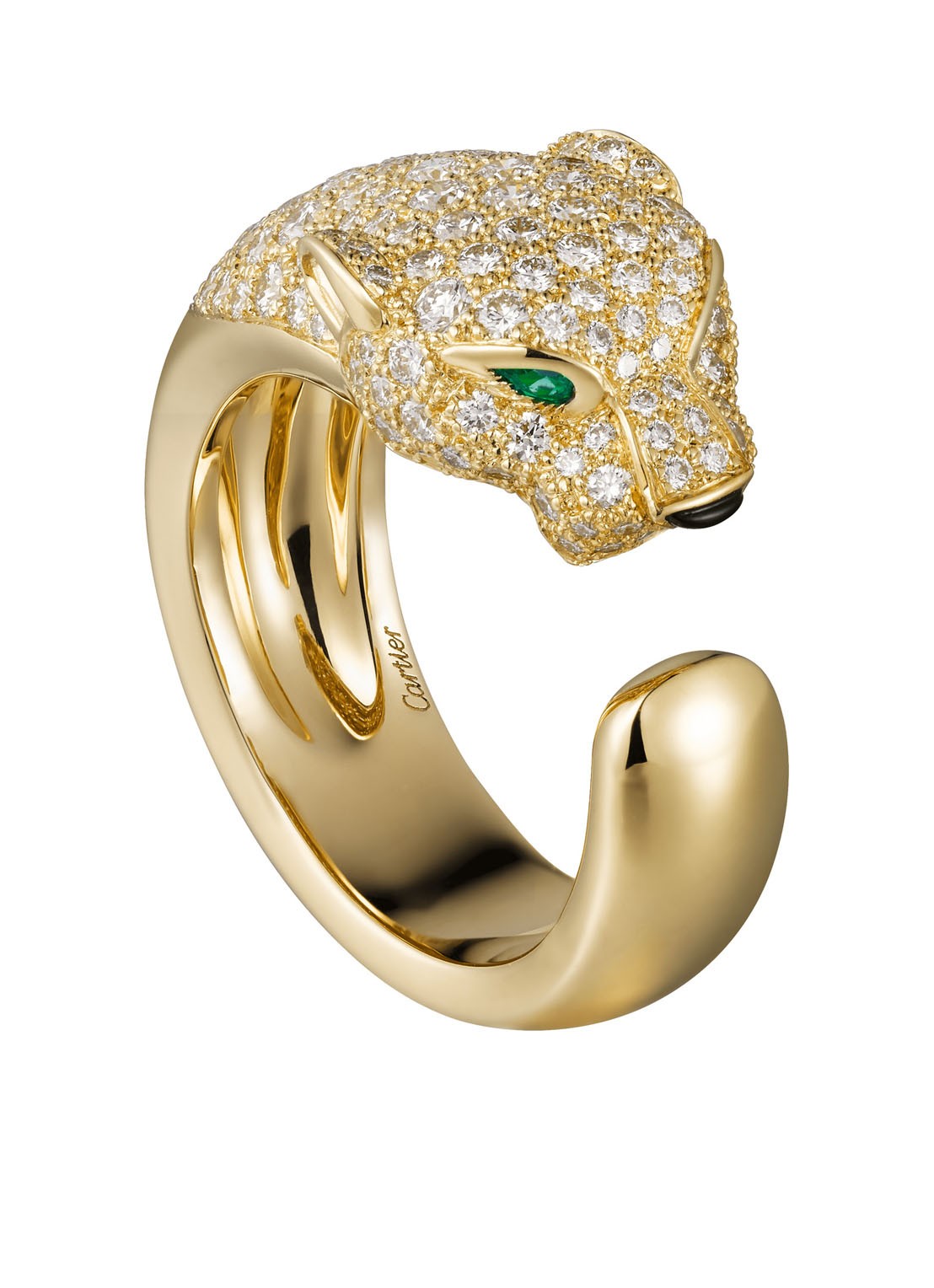 Cartier Panthère de Cartier ring van 18 karaat geelgoud met emerald, onyx en diamanten CRN4225000 - voorkant geelgoud