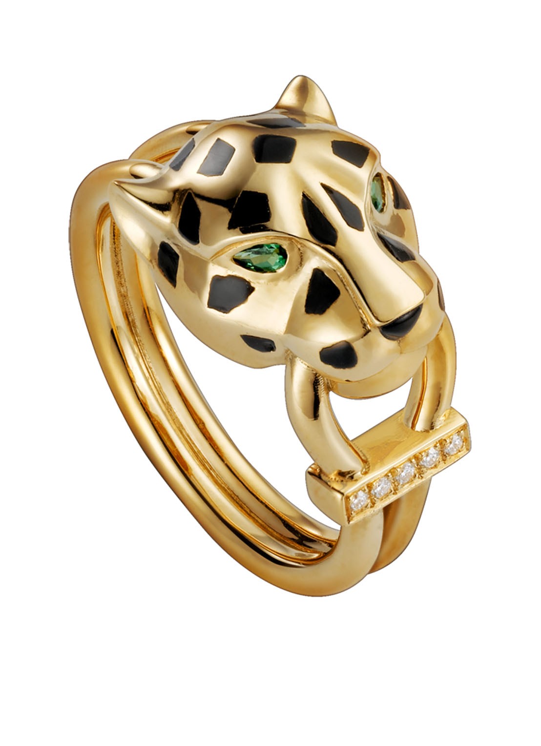 Cartier Panthère de Cartier ring van 18 karaat geelgoud met lak, tsavoriet en diamanten CRB4096700 - voorkant geelgoud