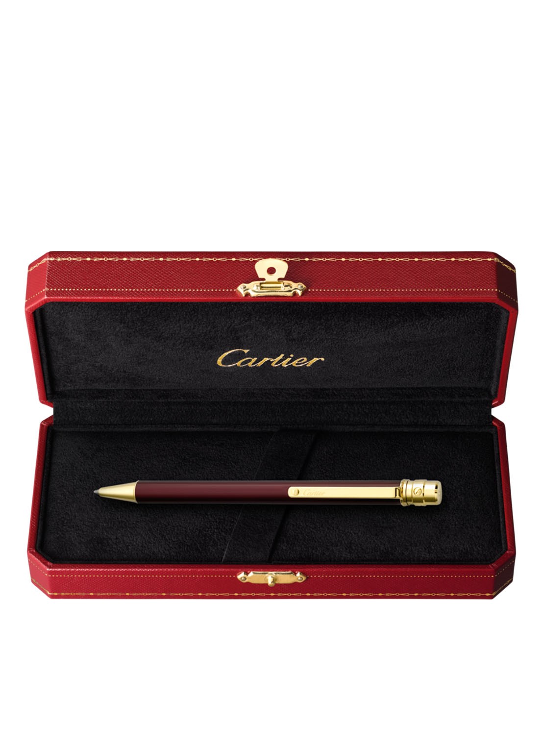 Cartier Santos de Cartier balpen van lak met geelgouden finish ST150190 - detail 2 bordeauxrood