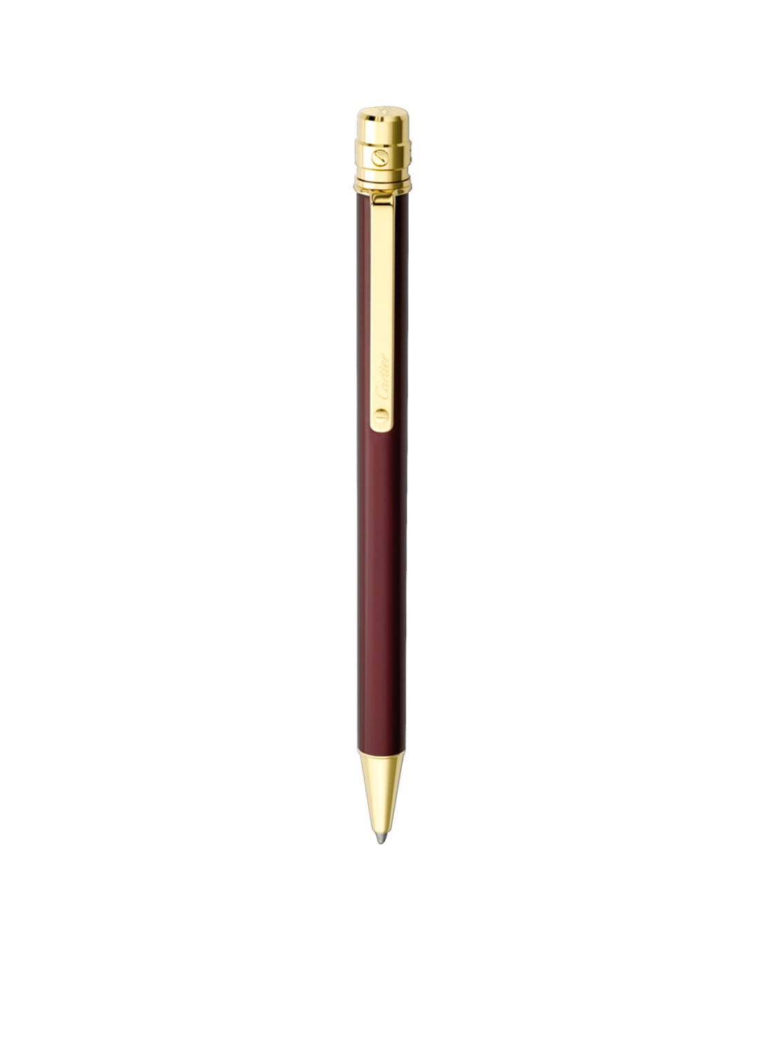 Cartier Santos de Cartier balpen van lak met geelgouden finish ST150190 - voorkant bordeauxrood