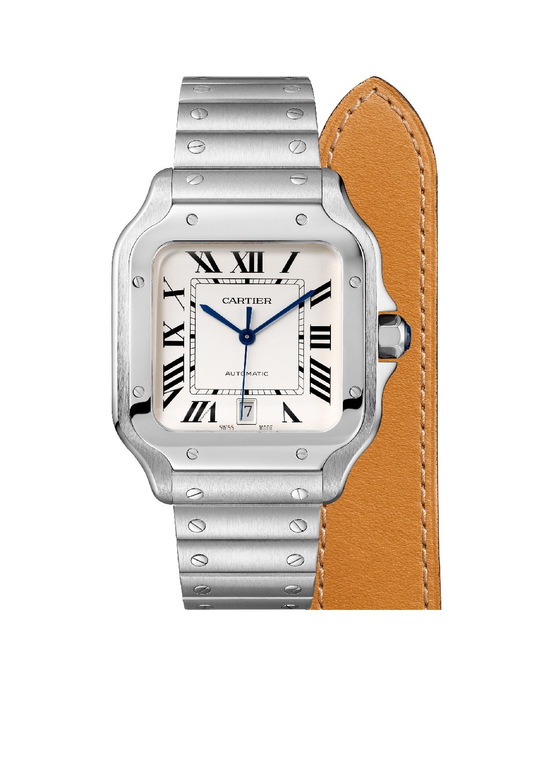 Cartier Santos de Cartier horloge CRWSSA0018  - voorkant 4 zilver
