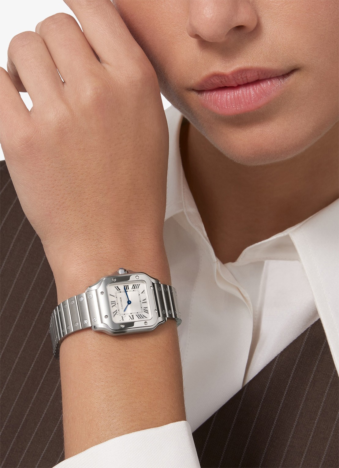 Cartier Santos de Cartier horloge CRWSSA0082 - voorkant 2 zilver