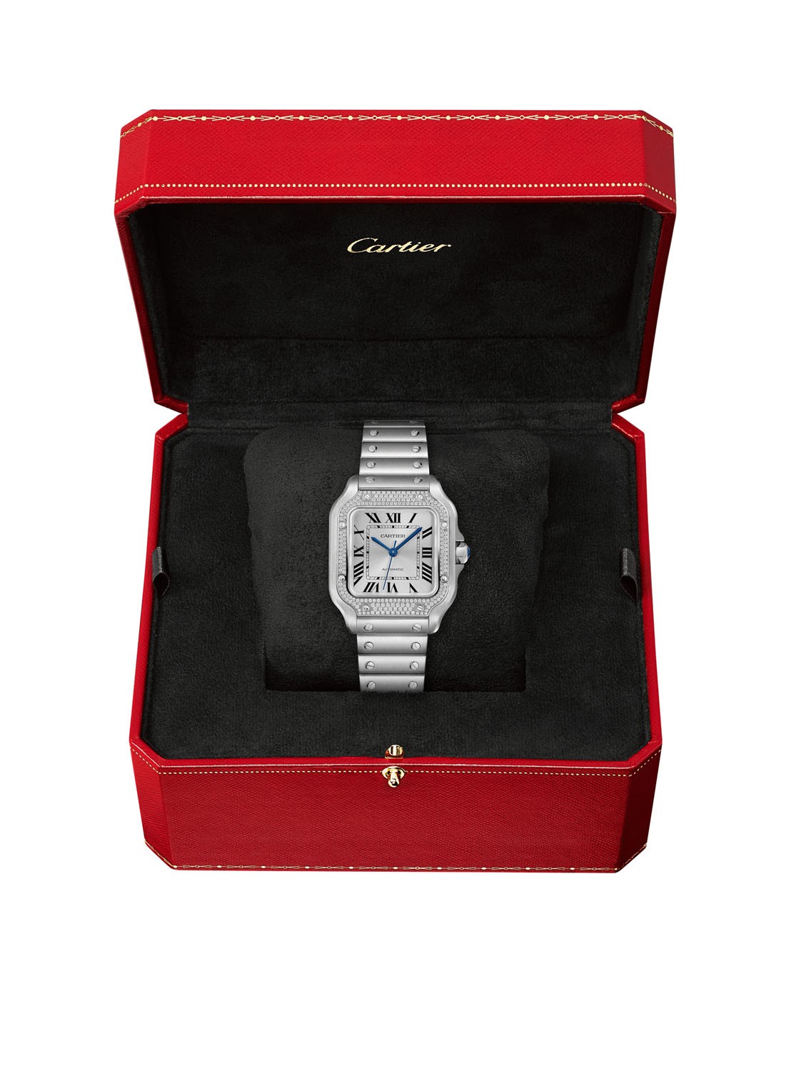 Cartier Santos de Cartier horloge met diamanten en verwisselbare bandjes CRW4SA0005 - detail 2 zilver
