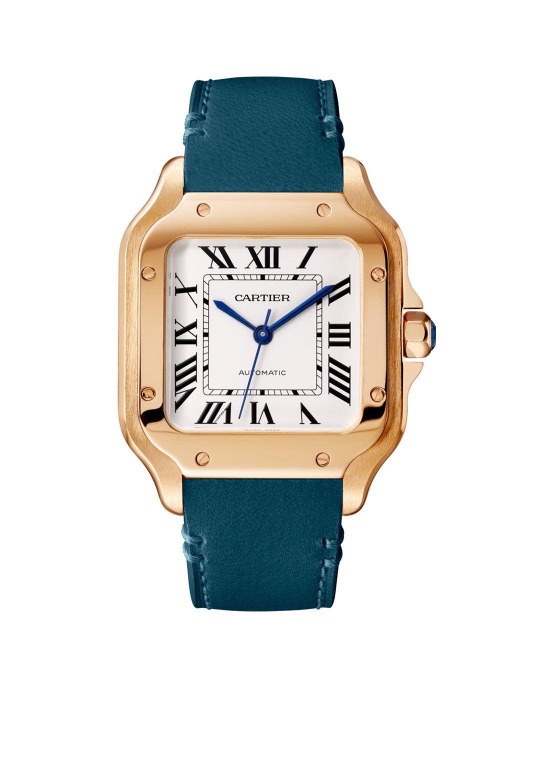 Cartier Santos de Cartier medium horloge van 18 karaat roségoud en kalfsleer CRWGSA0045  - voorkant 2 roségoud