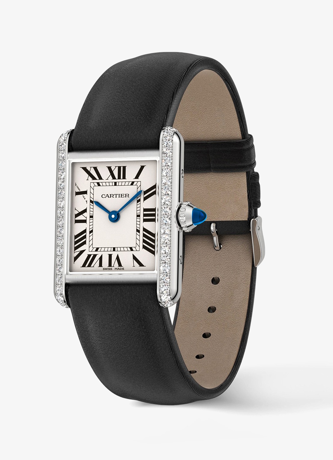 Cartier Tank Must de Cartier horloge, small model met 0.39 ct diamant CRW4TA0031 - voorkant 2 zilver