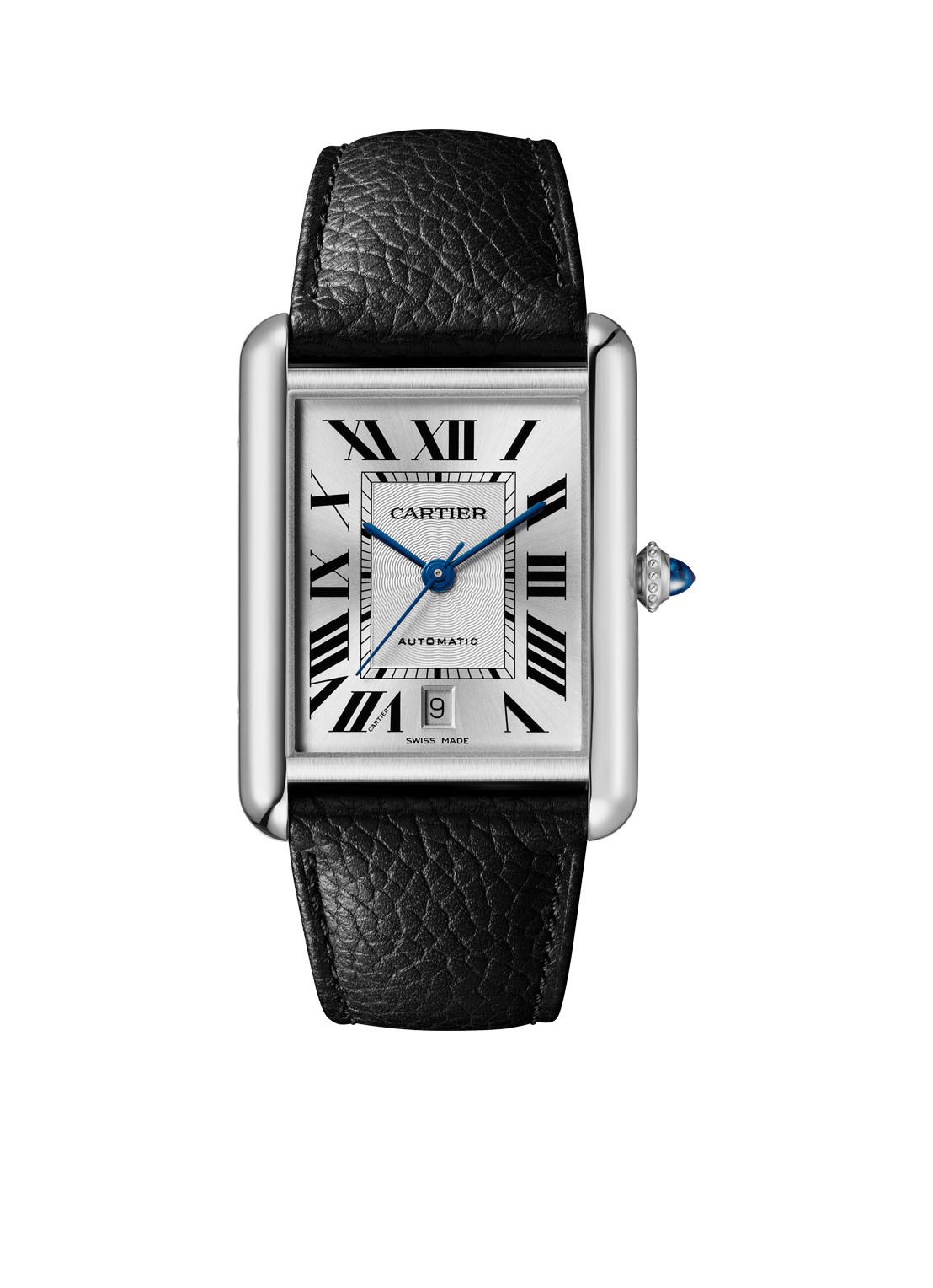 Cartier Tank Must extra-large horloge van staal en kalfsleer - Automatic CRWSTA0040 - voorkant 2 zilver
