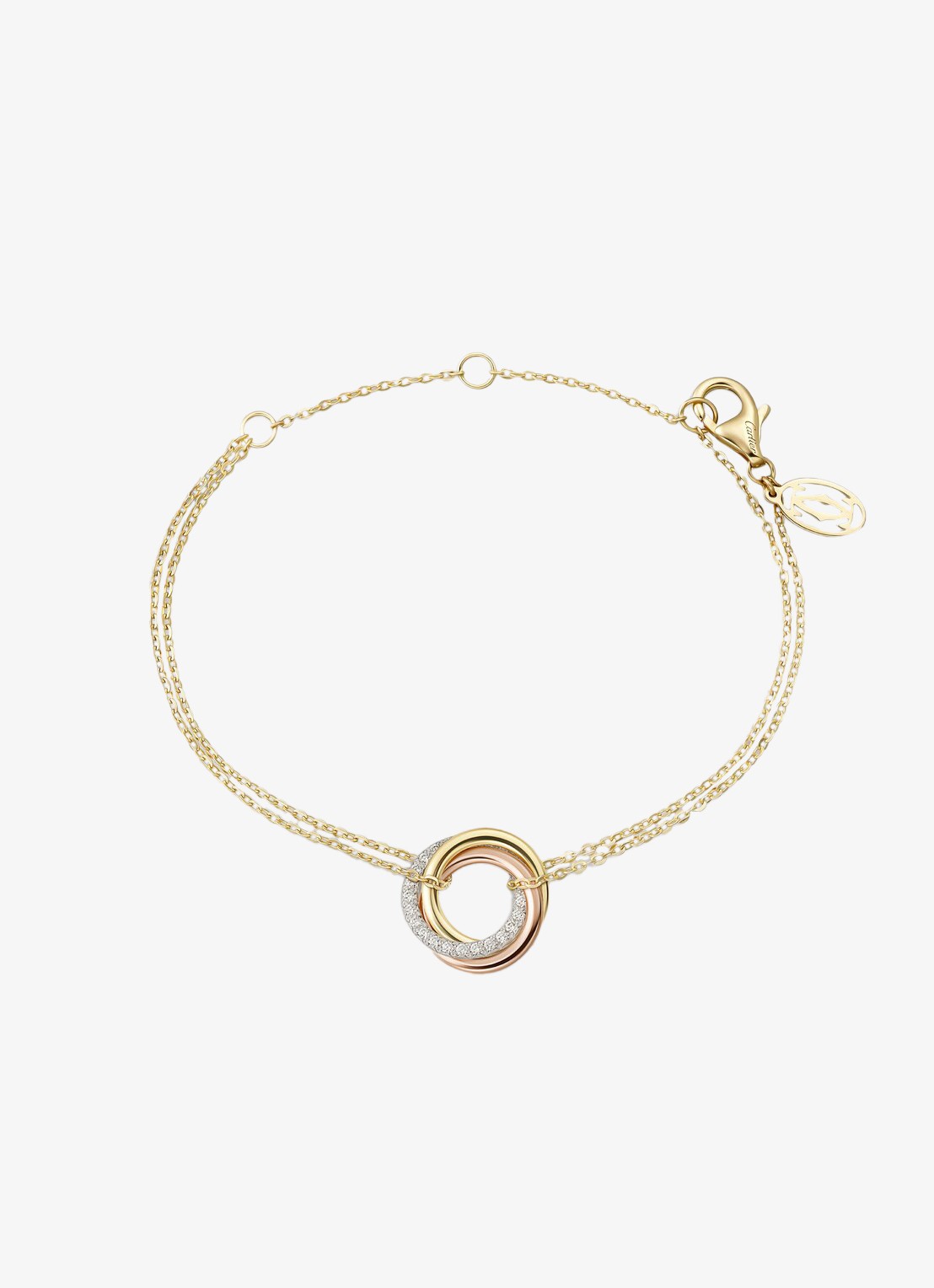 Cartier Trinity armband van 18 karaat rosé-, geel-, en witgoud met 25 diamanten CRB6069815 - voorkant 6 multicolor