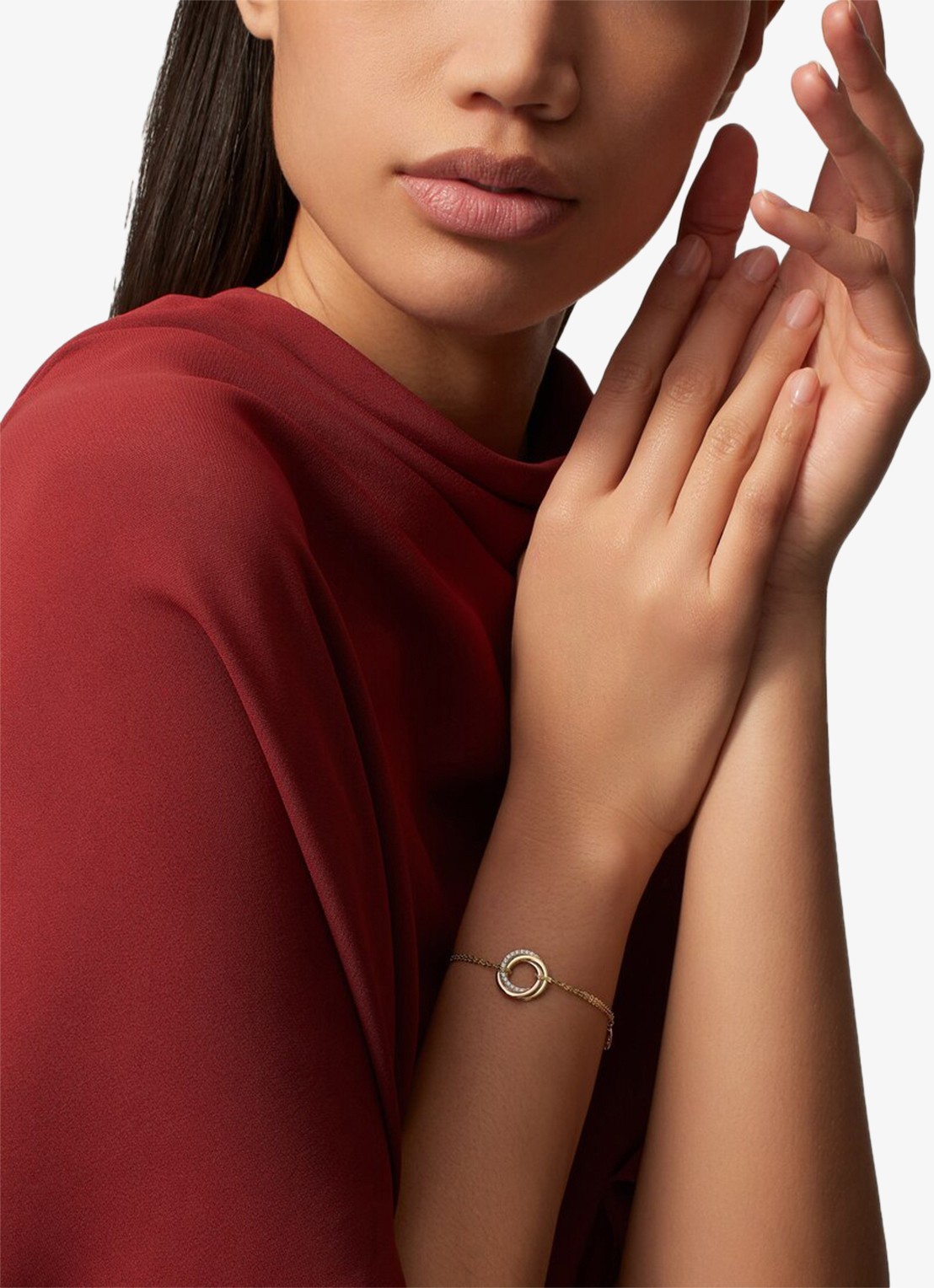 Cartier Trinity armband van 18 karaat rosé-, geel-, en witgoud met 25 diamanten CRB6069815 - voorkant 7 multicolor