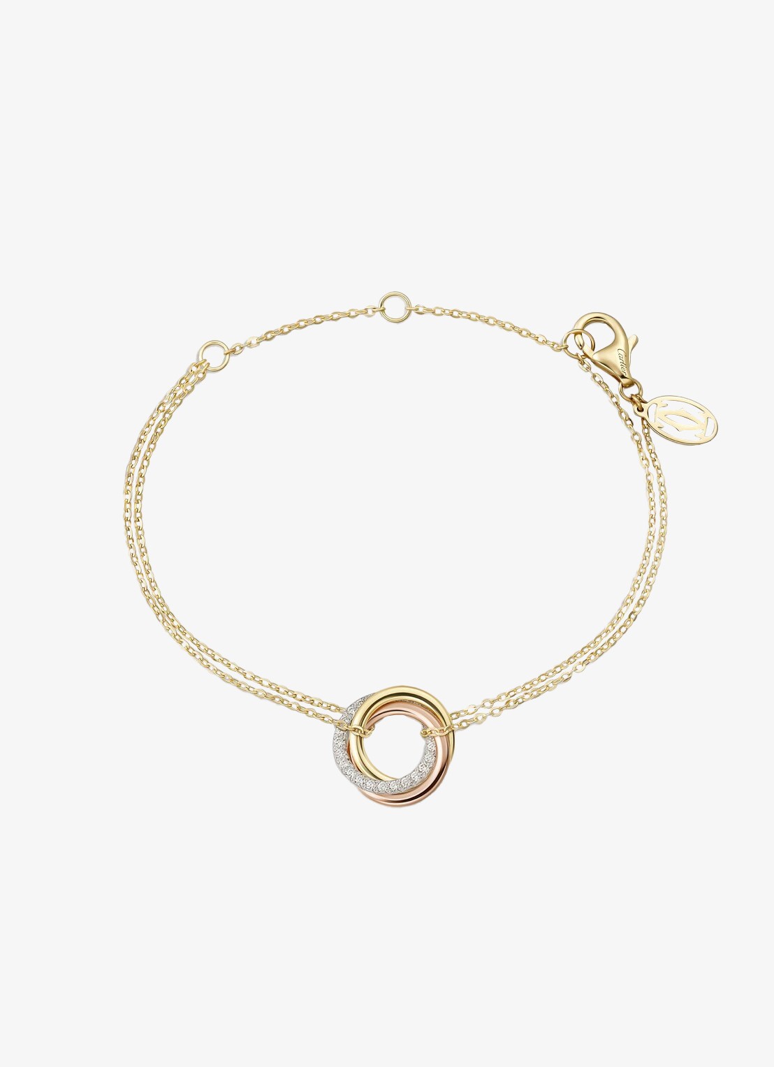 Cartier Trinity armband van 18 karaat rosé-, wit-, en geelgoud CRB60698 - voorkant multicolor