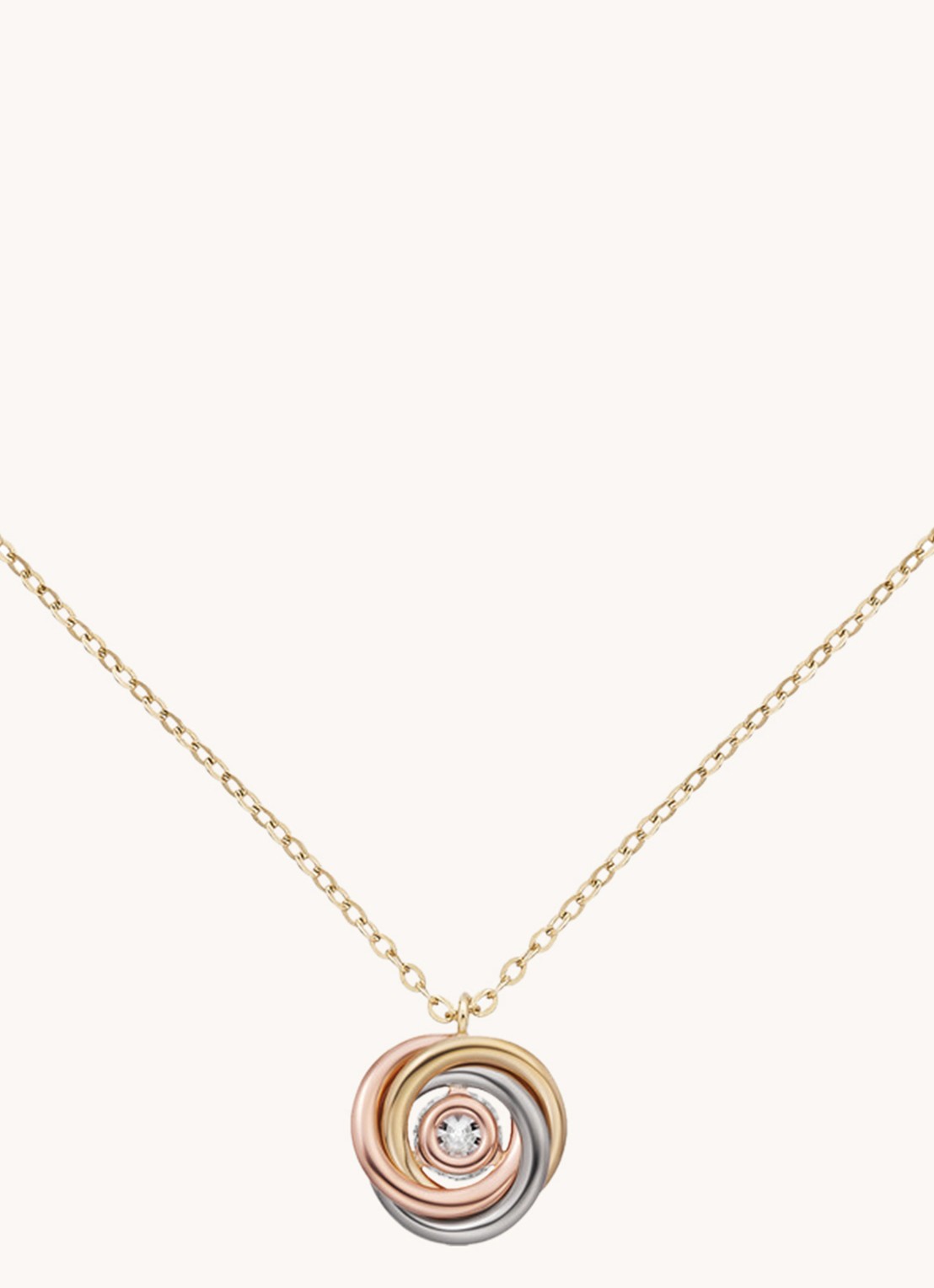 Cartier Trinity de Cartier ketting van 18 karaat rosé-, geel-, en witgoud met diamanten CRB7224844 - achterkant 8 goud