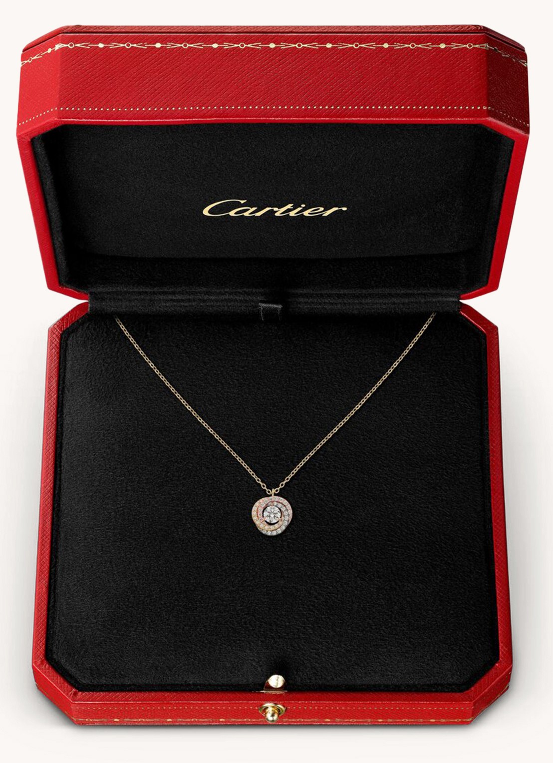 Cartier Trinity de Cartier ketting van 18 karaat rosé-, geel-, en witgoud met diamanten CRB7224844 - voorkant 2 goud