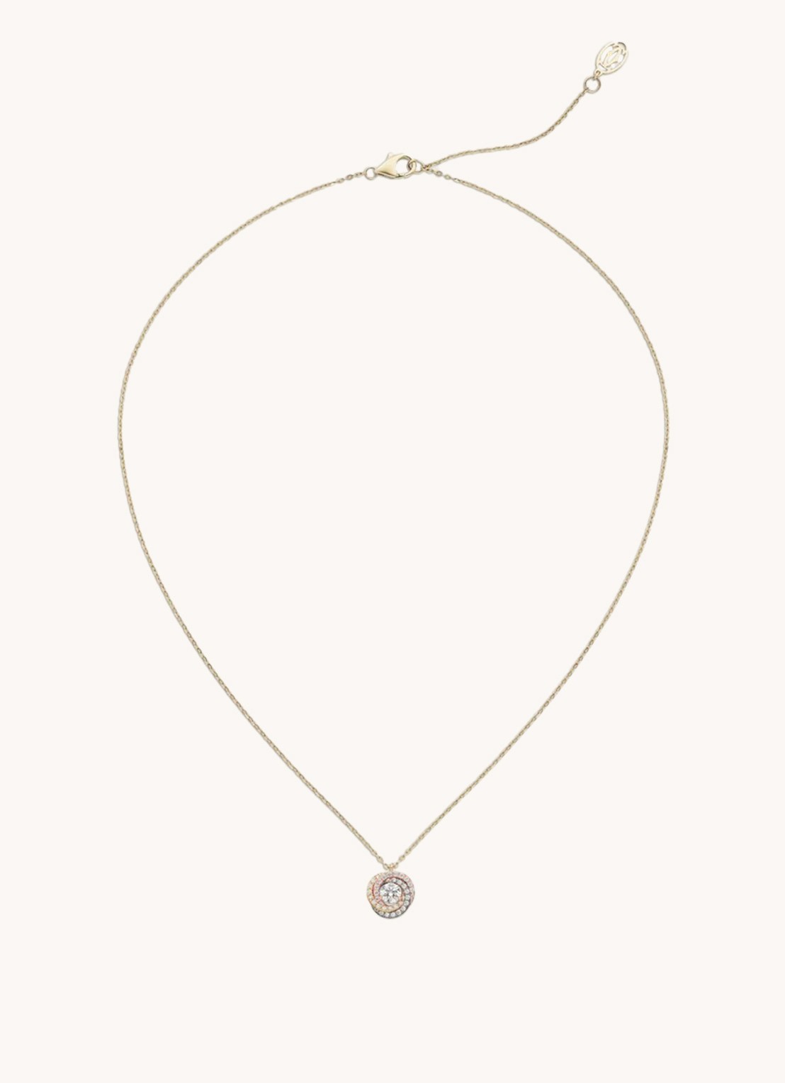 Cartier Trinity de Cartier ketting van 18 karaat rosé-, wit,- en geelgoud met diamanten CRB7224807 - voorkant 6 goud
