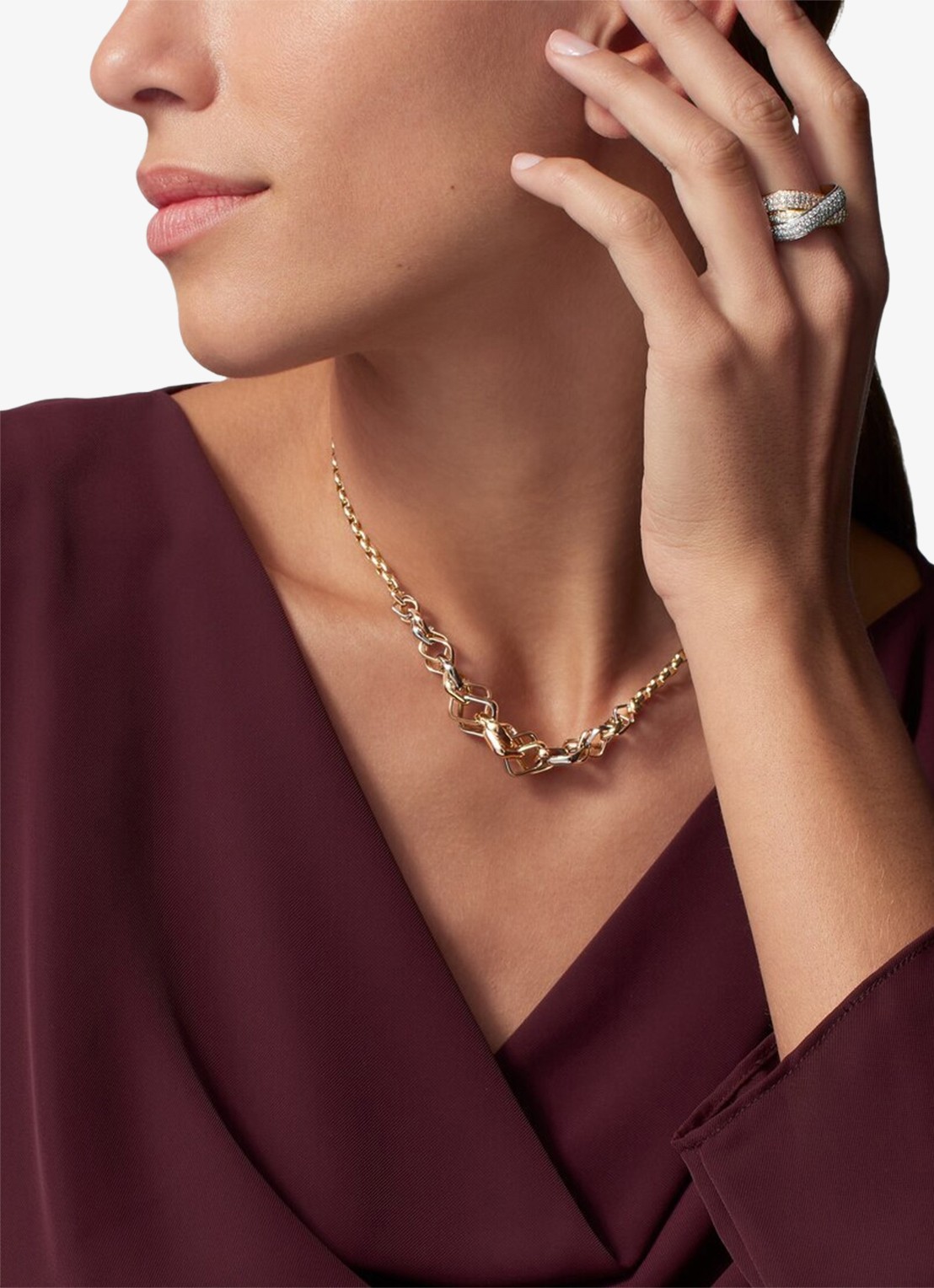 Cartier Trinity ketting van 18 karaat wit-, geel- en roségoud CRB722498 - voorkant 2 multicolor